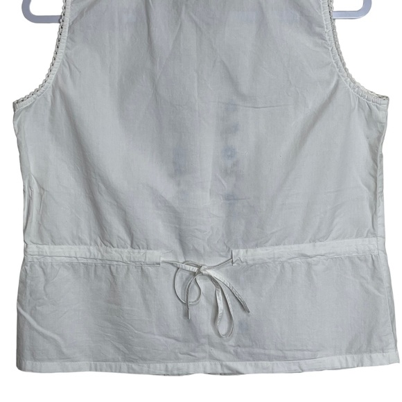 New Direction Floral Embroidered White Top Crochet Sleeveless Button Up Size M - Picture 8 of 10